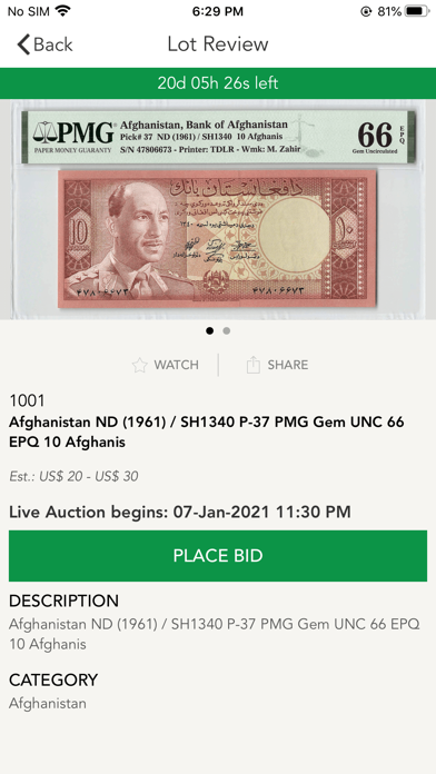 World Banknote Auctions Screenshot