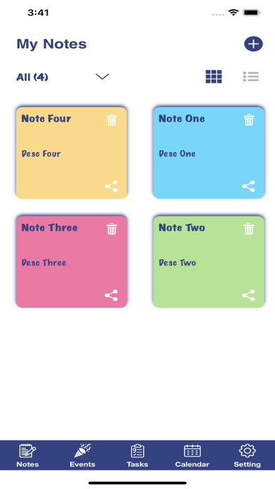 Sticky Notes+Reminders Events Screenshot