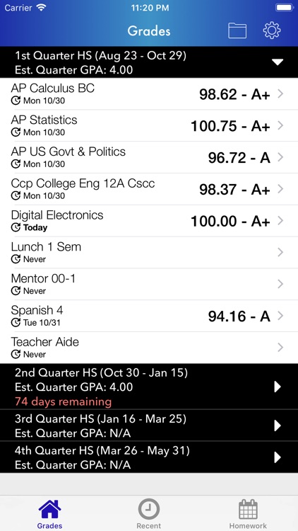Grades for Students