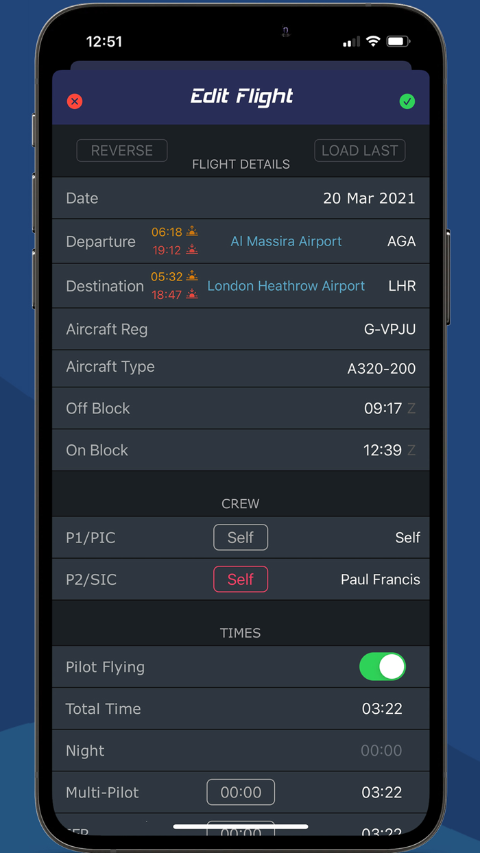 Swift Pilot Logbook