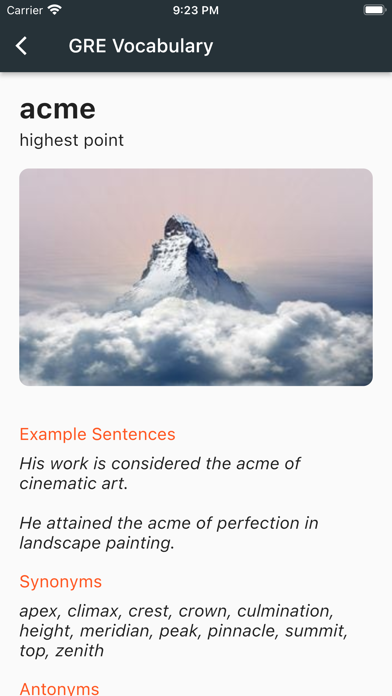 GRE Visual Vocabulary Screenshot