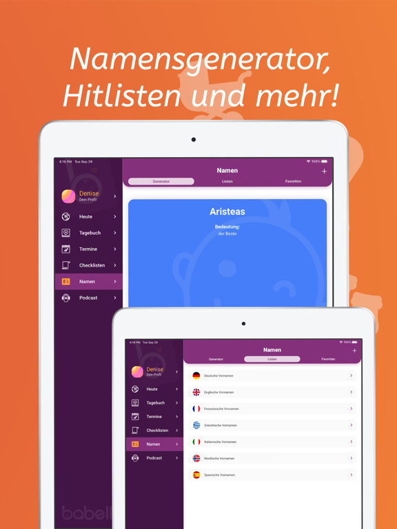 Babelli Schwangerschafts App iPad screenshot 5 - Medical app