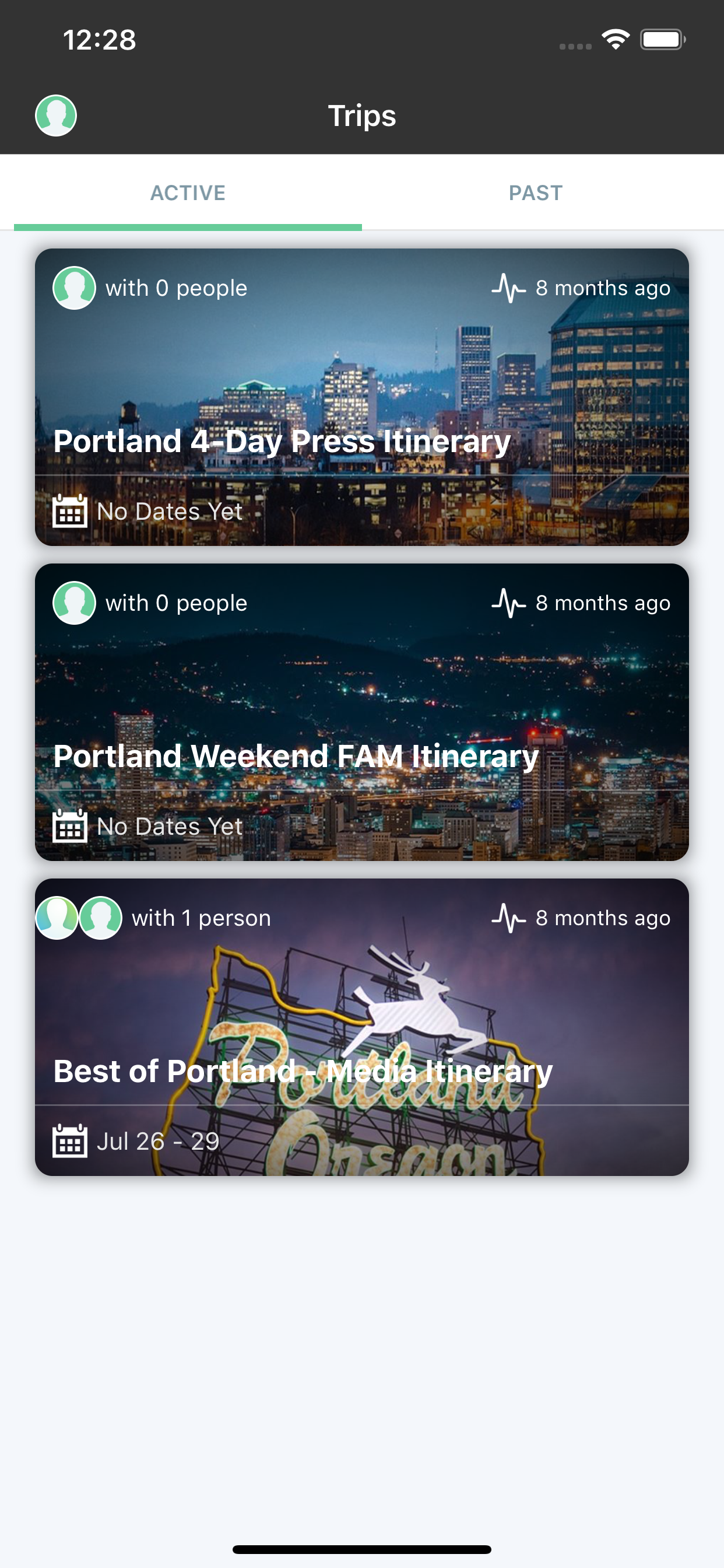 Portland Itinerary View