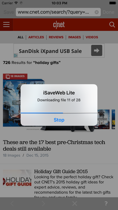 iSaveWeb - web saving tool Screenshot