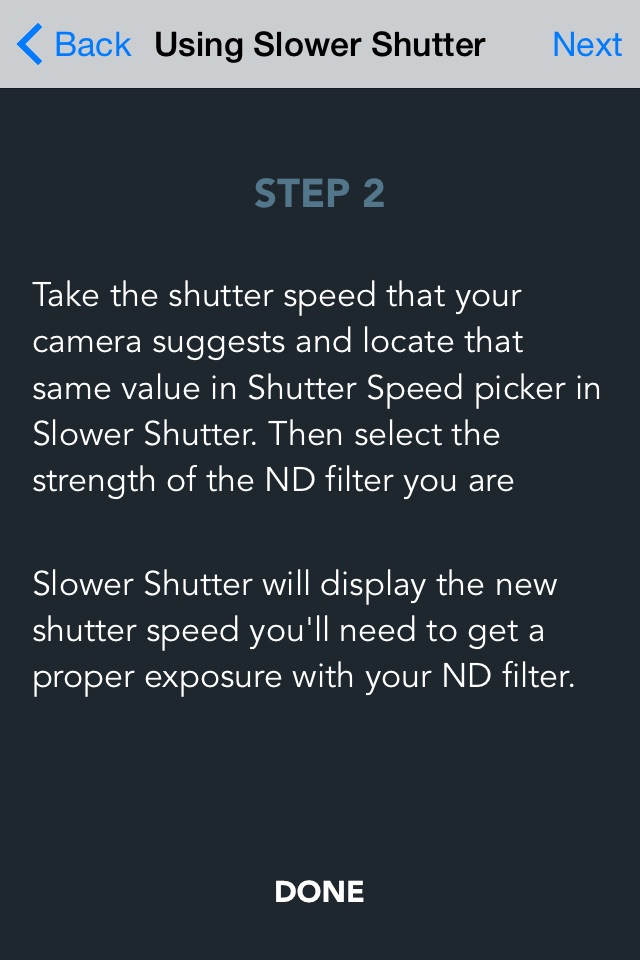 Slower Shutter Exposure Calc screenshot 4