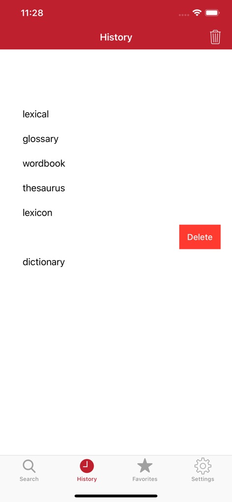 Tureng Dictionary - Maintain a tidy history by deleting individual entries with a simple swipe, ensuring privacy and organization.