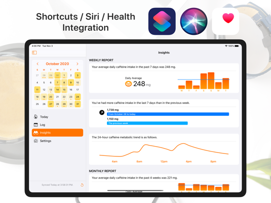 HiCoffee - Caffeine Tracker iPad screenshot 4 - Health & Fitness app