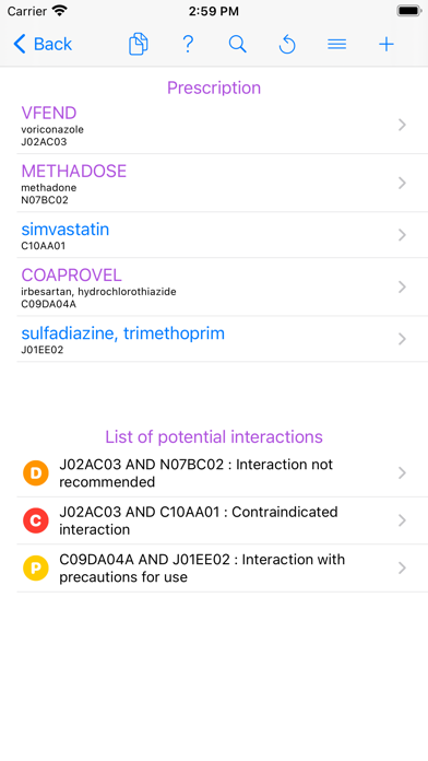Drug Interactions Screenshot