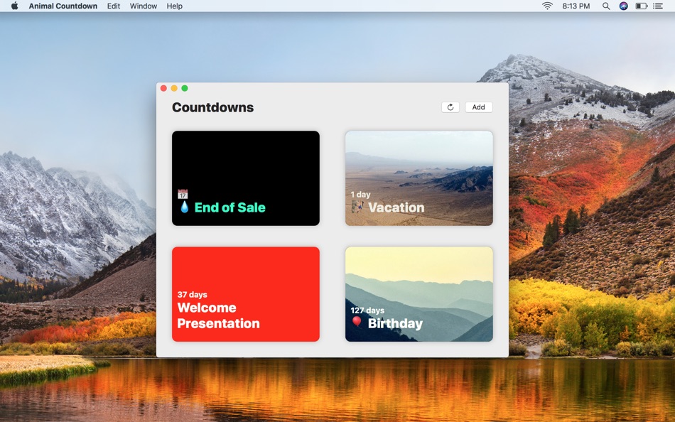 #1. Animal Countdown (macOS) 由: Alexander Rohrig