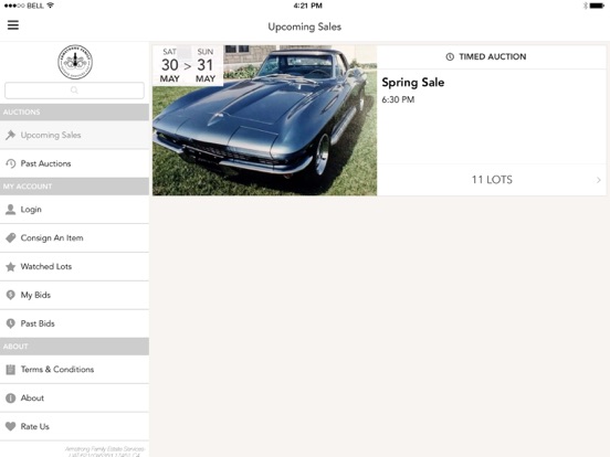 Kansas Estate Auctions iPad screenshot 1 - Shopping app