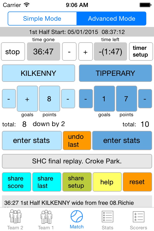 GAA Match Reporter screenshot 2