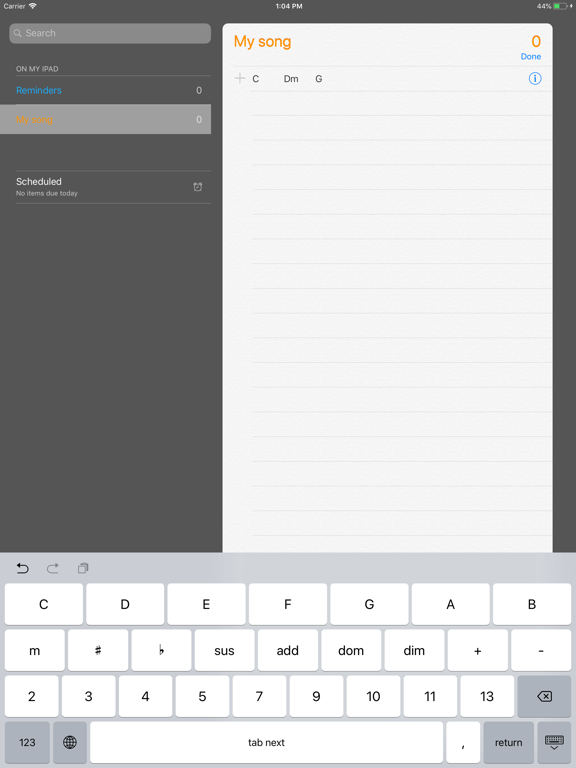 Keysboard iPad screenshot 1 - Music app