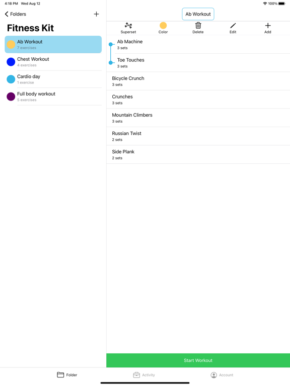 Screenshot #5 pour Gym log - Home workout planner