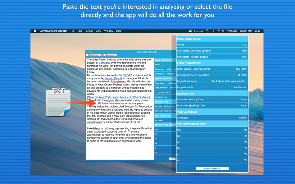 #2. Universal Word Counter (macOS) 由: luca calciano