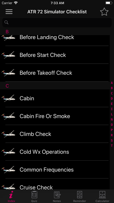ATR 72 Simulator Checklist Screenshot