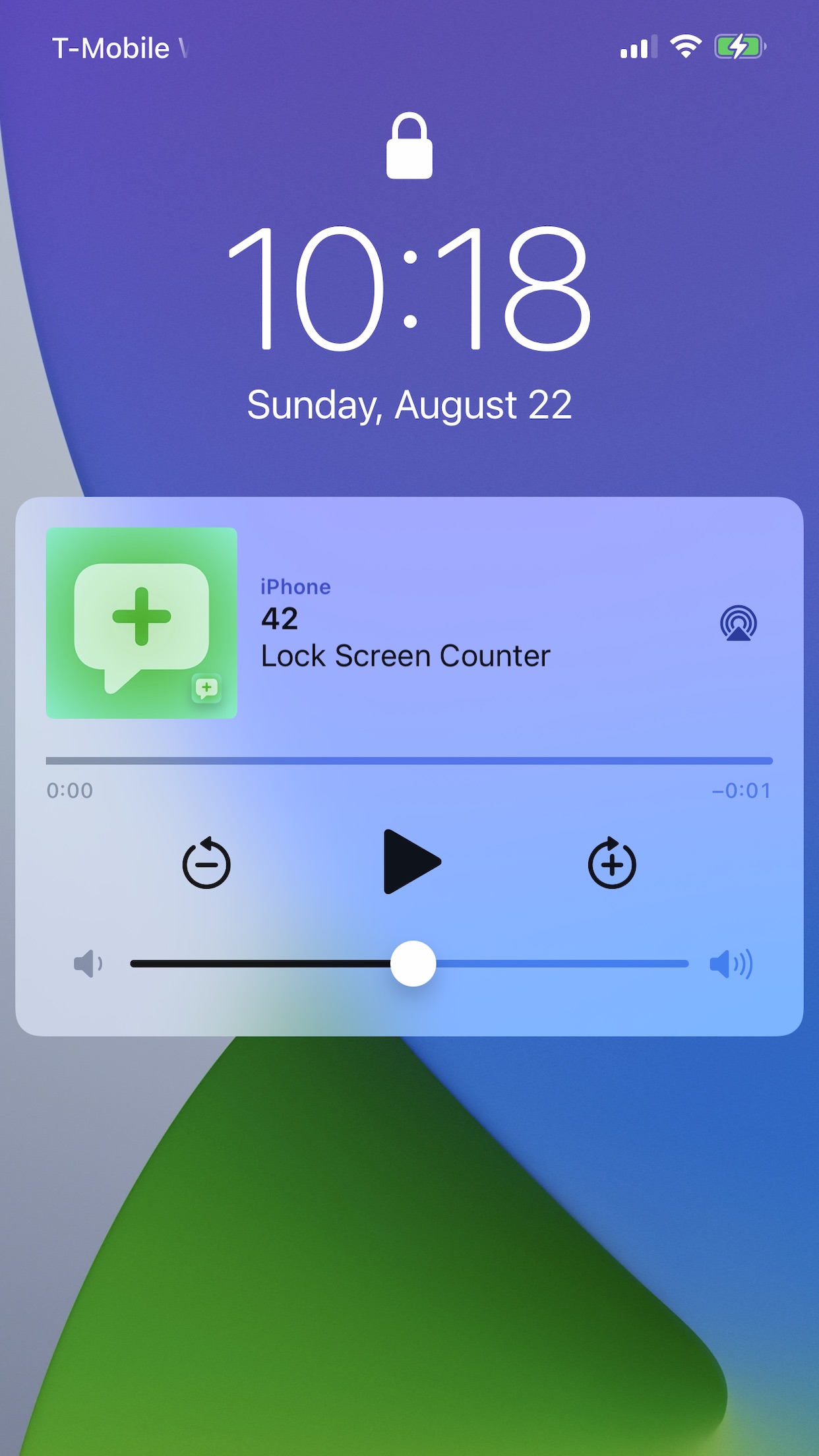 Screenshot do app Voice Counter on Lock Screen