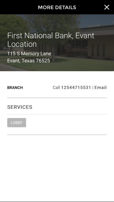 First National Bank of Evant Screenshot