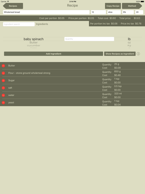 Screenshot #6 pour Recipe Costing Calculator