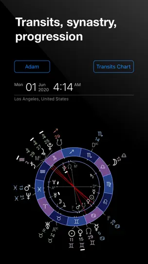 Screenshot von Time Nomad Astrology Charts auf dem iPhone 8