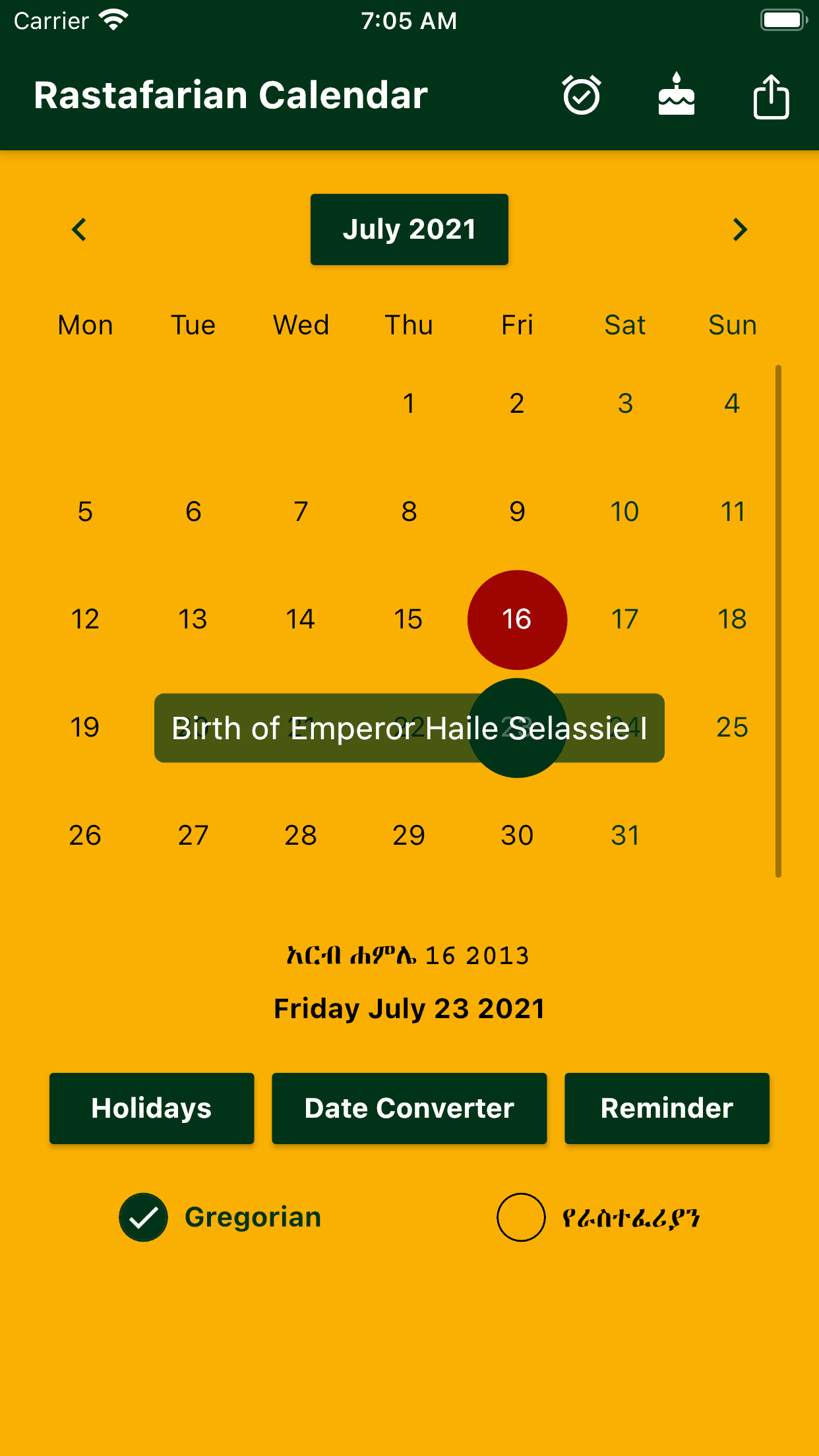 Rastafarian Calendar