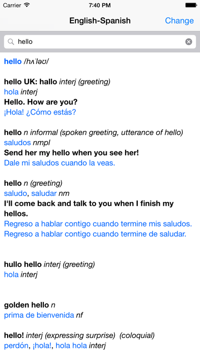 Screenshot #2 pour Spanish – English Dictionary