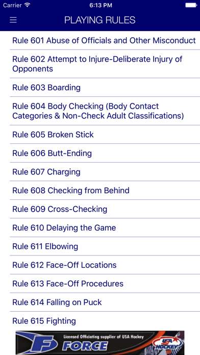 USA Hockey Mobile Rulebook Screenshot