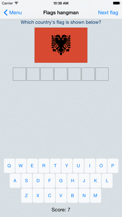 Flags hangman Screenshot