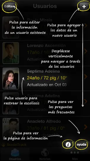 Captura de pantalla de ScolioTrack en iPhone 6