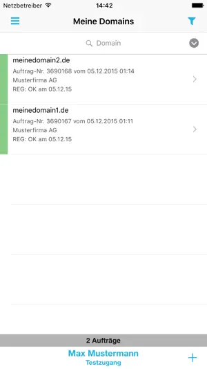 domains2go Domainverwaltung screenshot 1