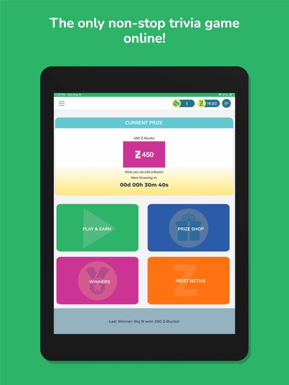 Winzos! - Win Cash, Gift Cards iPad screenshot 1 - Entertainment app
