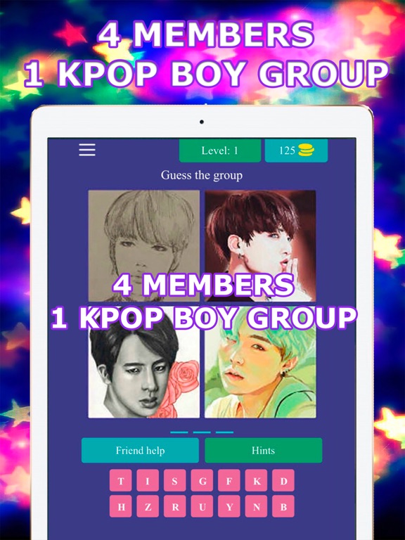 4 Members 1 KPop Boy Group iPad screenshot 1 - Games app