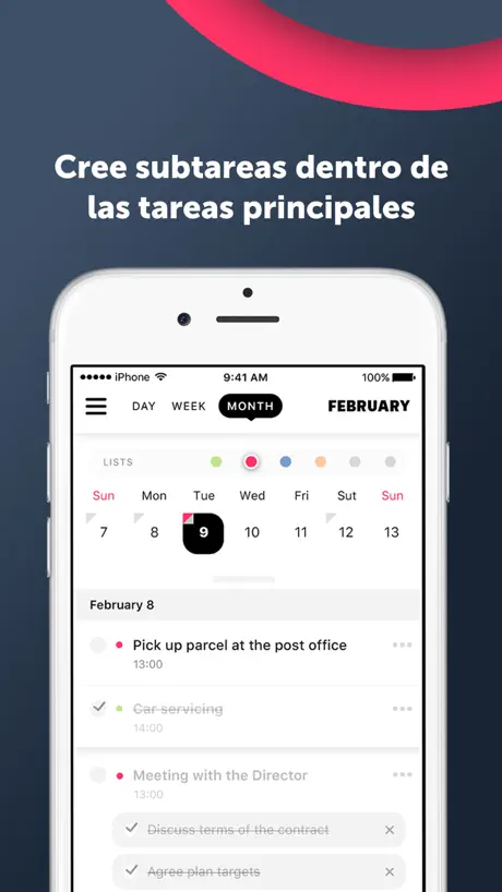 Agenda iPlan - lista de tareas