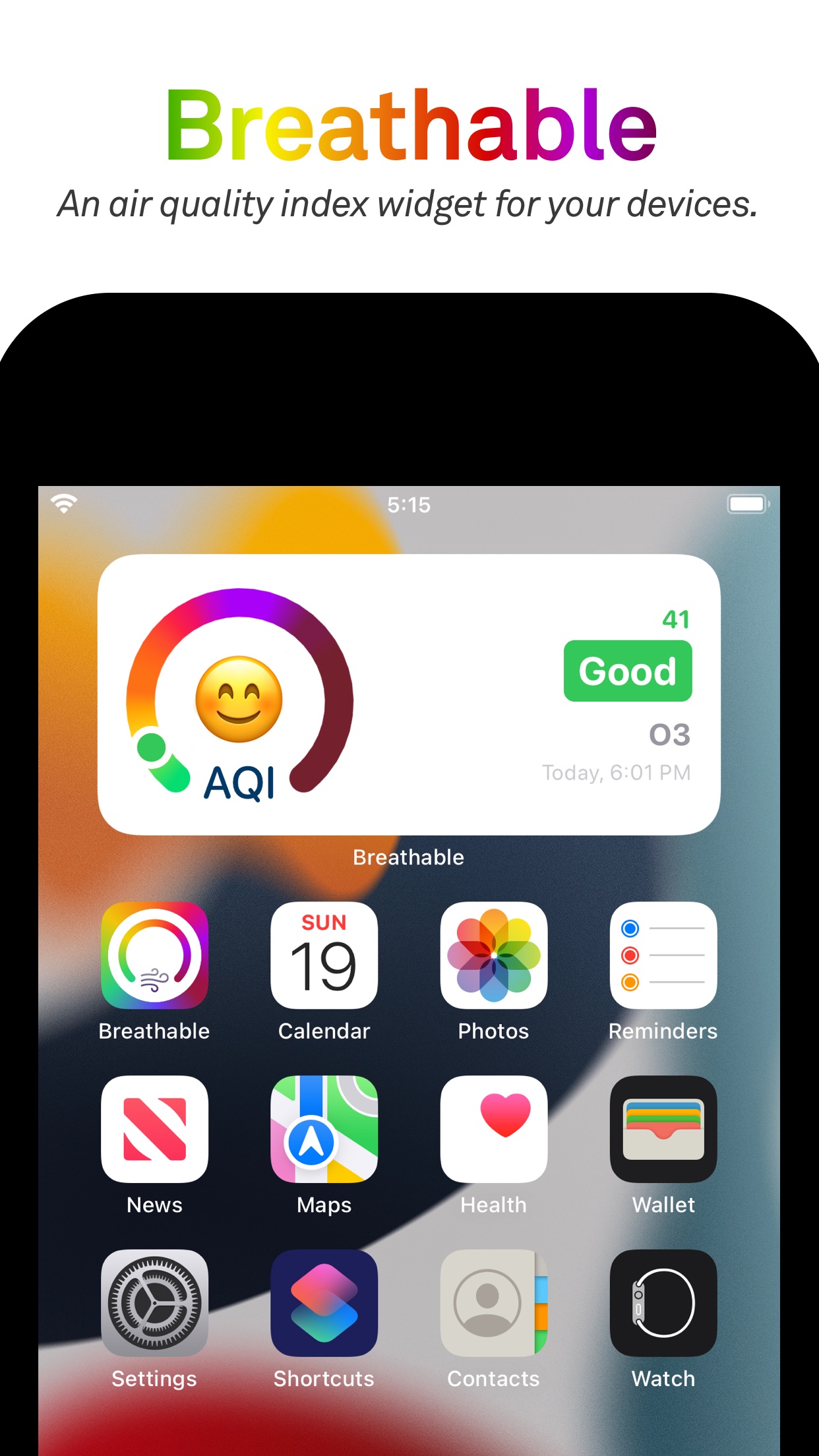 Screenshot do app Breathable Air Quality Widget