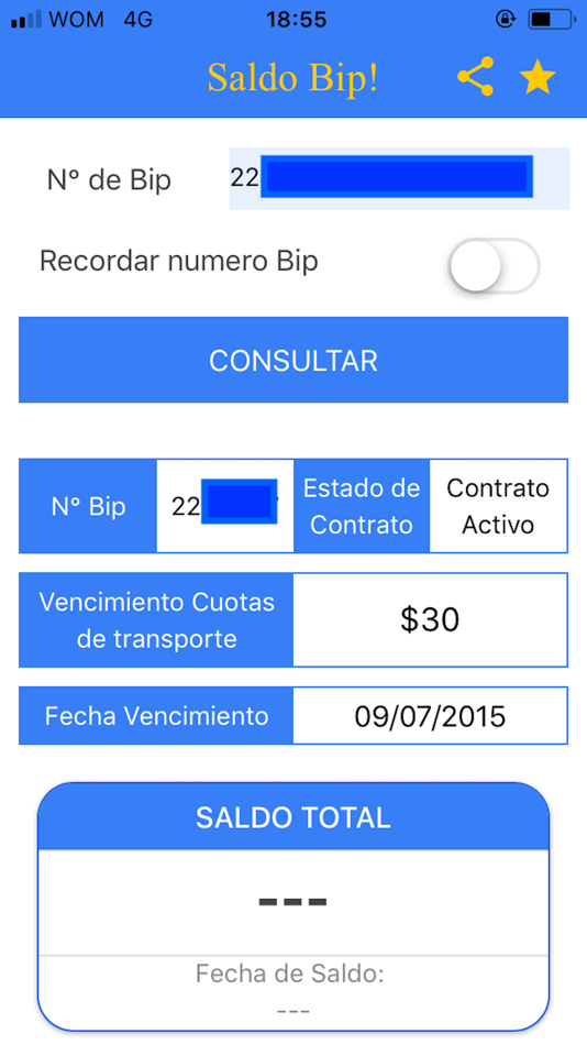 #2. Saldo Bip! (iOS) 由: Edison Pizarro Lazcano