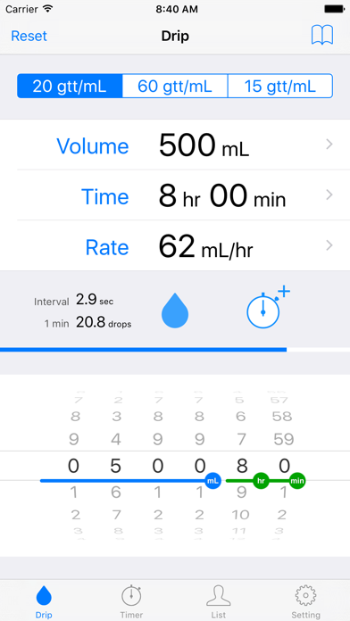 Drip Infusion - IV Rate Calc Screenshot