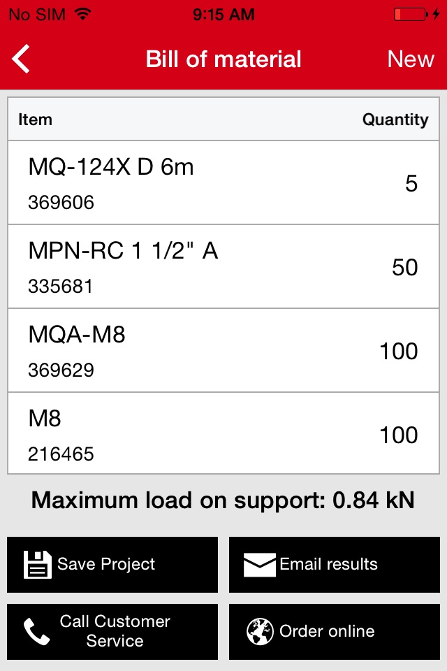 Hilti Channel Calculator screenshot 4