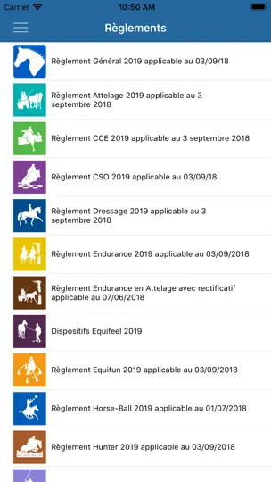 Capture d'écran de FFE Compétition sur iPhone 8