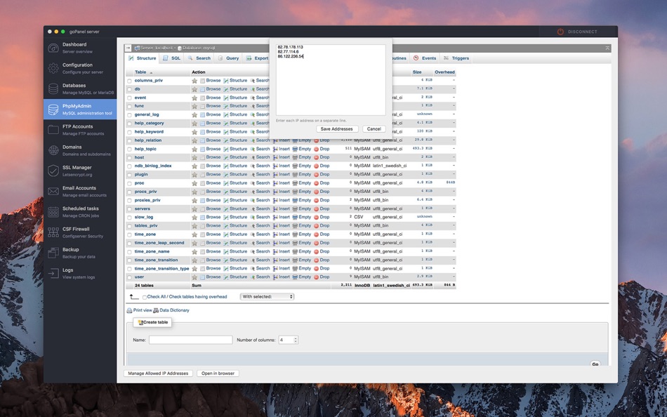 #6. goPanel 2 - Web Server Manager (macOS) Podle: Global Web SRL