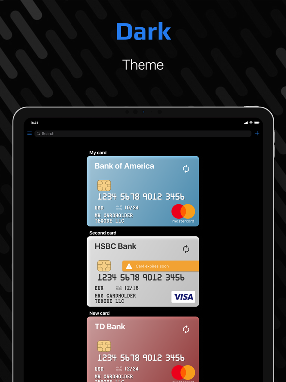 Secure Card Manager & Wallet iPad screenshot 5 - Finance app