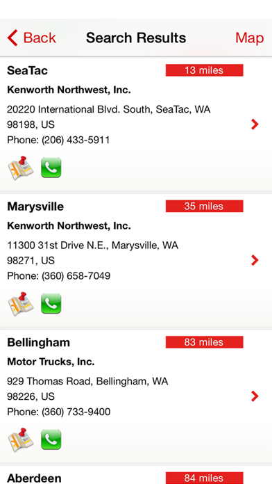 Kenworth Dealer Locator Screenshot