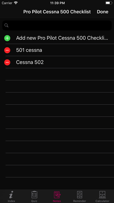 Pro Pilot Cessna 500 Checklist Screenshot