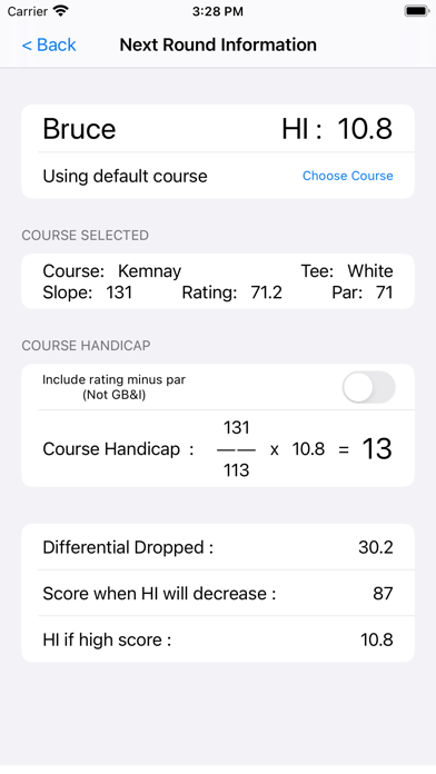 Golf Handicap Companion Screenshot