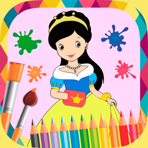 Princesses paint coloring book icon