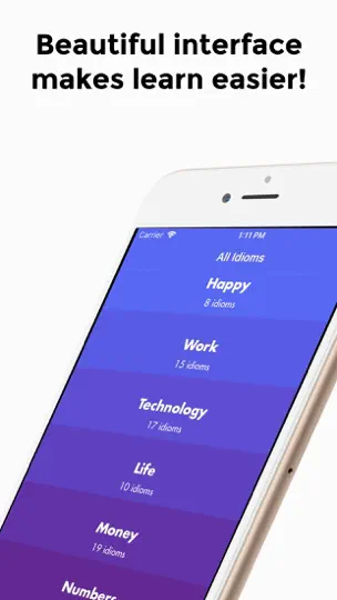 Captura de pantalla de English Idioms App en iPhone 5