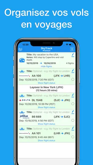 Capture d'écran de SkyTrack | Flight Radar Fly 24 sur iPhone 8