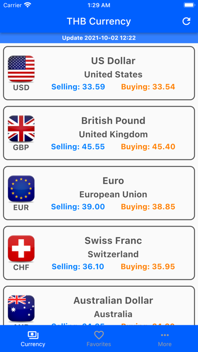 Exchange Rates - THB Currency Screenshot