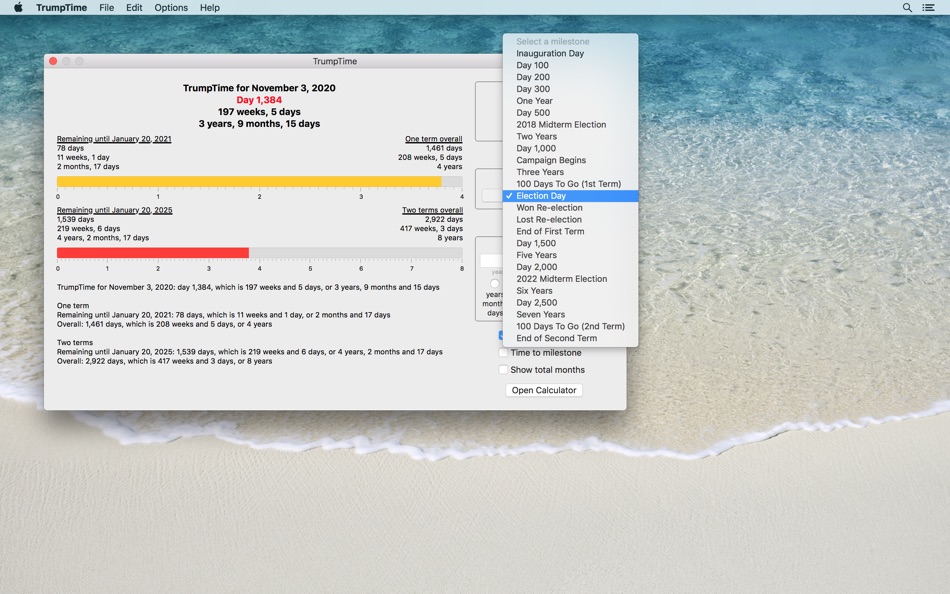 #3. TrumpTime Date Calculator (macOS) By: Jonathan Blau