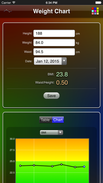 Screenshot #1 pour Weight Chart