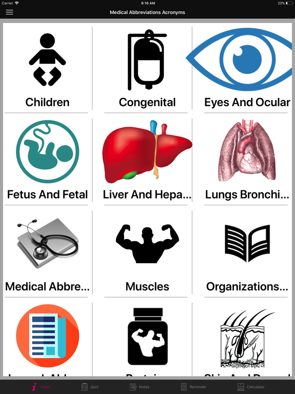 Medical Abbreviations Acronyms iPad screenshot