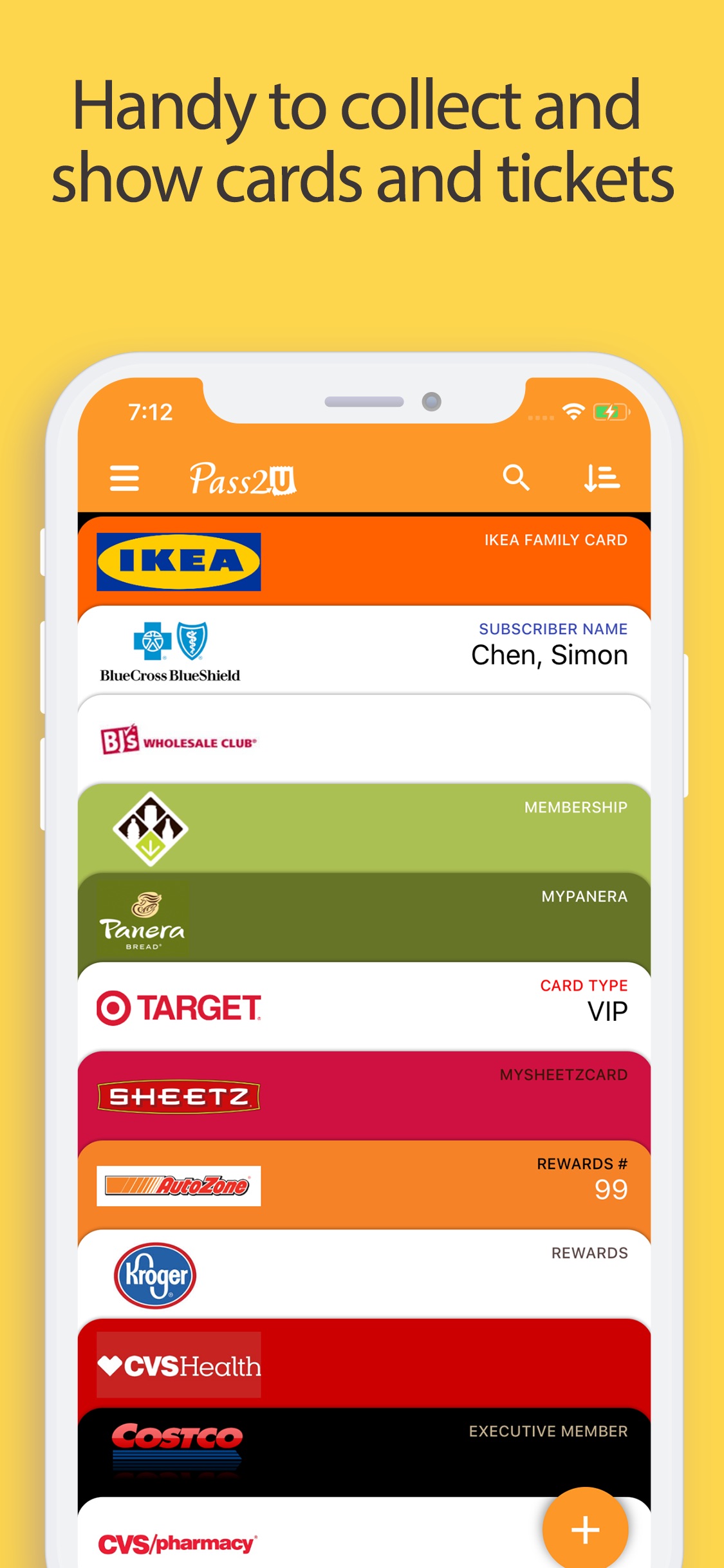 Screenshot do app Pass2U Wallet - cards/coupons